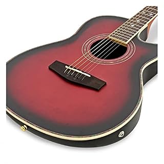 Guitare électro-acoustique Roundback de Gear4music Red avec accessoires - Les Beatles, Paul McCartney, John Lennon, RIngo Starr, George Harrison Guitare électro-acoustique Roundback de Gear4music Red avec accessoires – Image 4