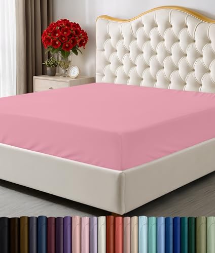 Utopia Bedding Queen Fitted Sheet - Bottom Sheet - Deep Pocket - Soft Microfiber - Shrinkage and Fade Resistant - Easy Care -1 Fitted Sheet Only (Pink)