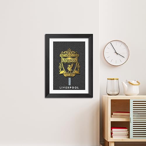 Image of TenorArts Liverpool Poster 3D Golden Leather Textured Logo Laminated Photo Frame Painting with Matt Finish Black Textures(12 inches x 9inches)