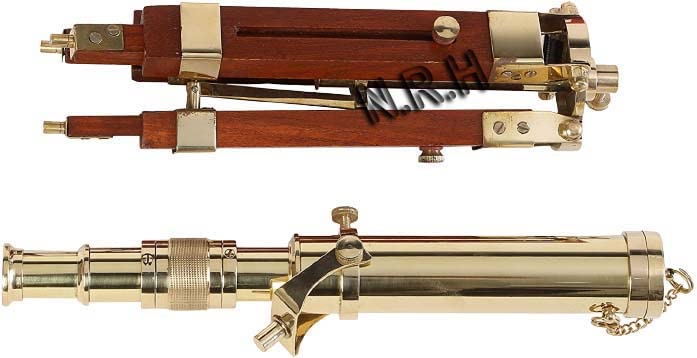 Vintage Messing-Teleskop auf Stativständer – DF-Objektiv, antiker Desktop & nautisches Spyglass für Heimdekoration und Outdoor-Abenteuer