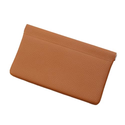 Genuine Leather Pocket Cosmetic Bag for Purse,Coin Purse Lipstick Cosmetic Accessories Travel Pouch for Storage Waterproof Portable No Zipper Self-closing Small Makeup Pouch (Brown)