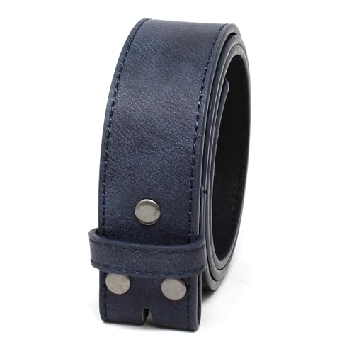 Image of BC Belts Leather Belt Strap with Vintage Distressed Texture 1.5 inch Wide with Snaps and without Buckle