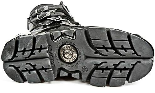 New Rock Unisex 107-S2 Silver Metallic Skull Devil Goth Punk Leather Calf Boots 42 | Image 6