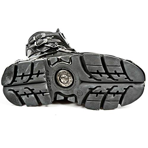 New Rock Unisex 107-S2 Silver Metallic Skull Devil Goth Punk Leather Calf Boots 45 #TOP6