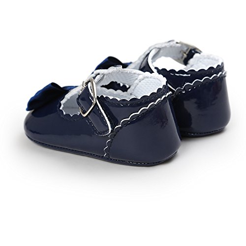 Infant Girls Soft Sole Bowknot Princess Wedding Dress Mary Jane 𝗙lats Newborn Light Baby Sneaker Shoes (Navy, 11)2