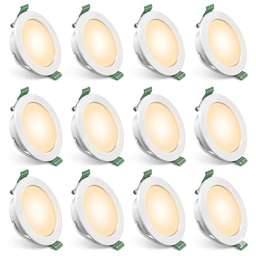 Yiahin Faretti LED da Incasso per Cartongesso 4W 339LM (Set da 12), Faretti LED Soffitto Ultra Sottile 28mm, Luce Calda 3000K, Senza Trasformatore 230V, Foro Ø 68-80mm, Non Dimmabile