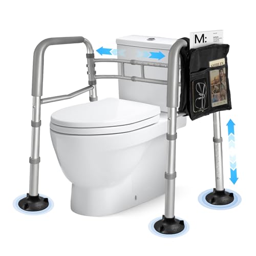 SUNDOY Toiletten-Sicherheitsrahmen Verstellbarer klappbarer WC-Stützrahmen aus Aluminium rutschfeste Griffe bis 150 kg