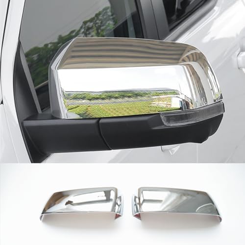 ZiWen Sport Carbon Fiber Gloss Black Door Rearview Mirror Cover Trim for Ford Ranger Everest 2024 2025 2026 (Chrome)