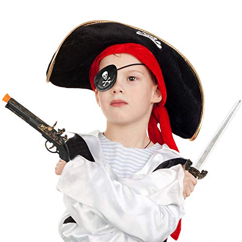 PROLOSO Pirate Accessories for Kids Halloween Caribbean Costume for Boys Girls Buccaneer Dress Up Cosplay Stage Props Imaginative Play Toy Kit