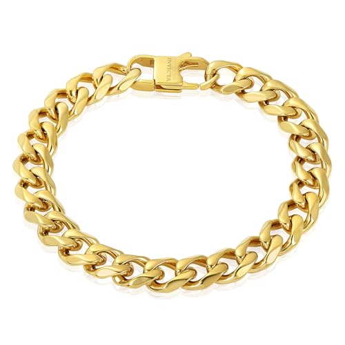 Invicta Bracelet for Men, Stainless Steel Curb Link Chain Jewelry, 8.5mm-11.5mm, 8.5
