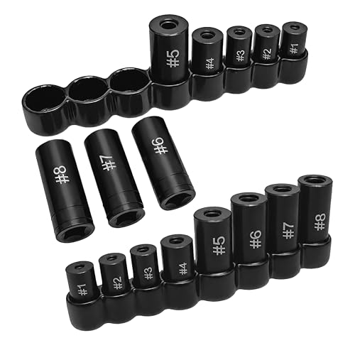 70500 Tap Socket Set 8-Piece Tap Sockets Compatible with 1/4 & 3/8 Drive Fits Fractional MCTI Standard Taps up to 1/2 and 1/8 NPT & Metric Taps up to 12mm Manufactured to MCTI Standard