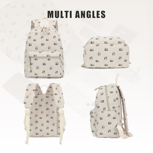 Image of Corduroy Womens Mini Backpack Girls Small Backpack Purse Fashion Casual Daypack School Bookbag (Panda)