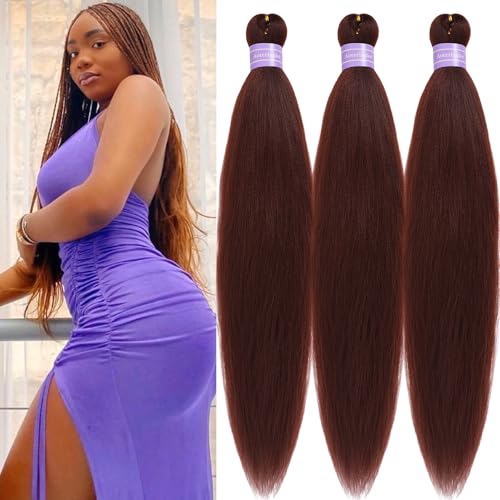 Aoterlanke Color 33 Braiding Hair Pre Stretched Chocolate Brown Hair Extensions For Braids 26 Inch Knotless Synthetic Ez Braiding Hair For Box Braids And Twists Soft Crochet Hair For Women (3 Pack)