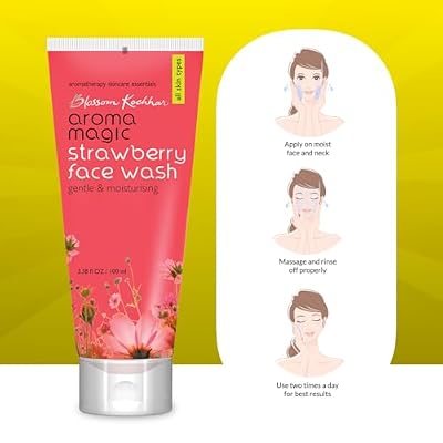Aroma Magic Strawberry Face Wash | Gentle & Moisturizing Facial Cleanser | Non-Drying Face Wash | Hydrates & Purifies Skin | for All Skin Types | 3.38 Fl Oz/100ml