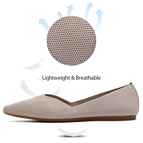 Frank Mully Womens Flat Shoes Classic Pointed Toe Flats Knitted Dress Shoes Soft Flats for Woman Comfortable Dressy Ecru,11 by Frank Mully - Image 4