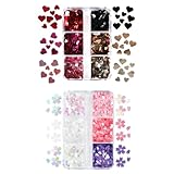 ネイル ホログラム ハート 桜の花 6色×2種 多サイズMIXセット スパンコールミックス キラキラネイル ケース入り ネイルアート セルフネイル ジェルネイル