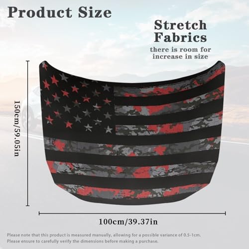 Image of American Flag Camo Car Hood Cover Elastic Fabric Patriotic Decorations for Auto Hood Washable Car Hood Wraps for Most Automotive Sedans Pickup Trucks SUVs
