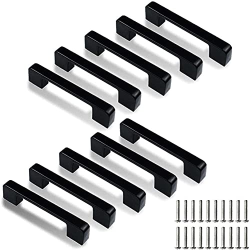 Bosdontek Lot de 10 poignées de porte de cuisine carrées en acier inoxydable avec trou central de 96 mm (vis incluses) Cover
