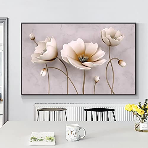 Poster abstrait blanc marron decoration murale salon 80x110cm - 3