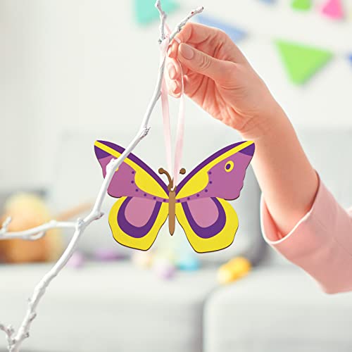 Large Size 7" Wooden Spring Ornaments To Paint, Butterfly Wooden Diy Blank Unfinished Round Wood Discs Ornament For Crafts Hanging Decorations(10Pcs) #TOP2
