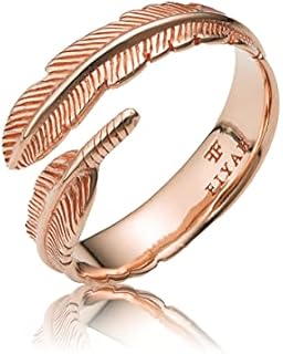 FIYAH Adjustable Feather Ring - 925 Sterling Silver Angel Ring for Women with Luxury Ring Gift Box Symbol of Love and Support - Open Ring Comfortably Fit in Any Size Finger, Rose Gold Plated