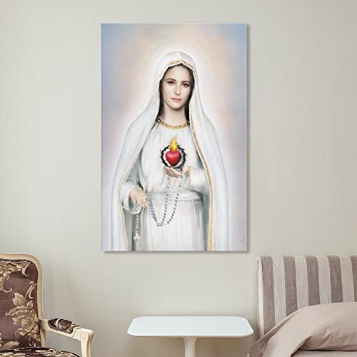 Posters Our Lady Of Fatima Poster Immaculate Heart Of Mary Religious Culture Wall Art Canvas Prints Pictures For Living Room Bedroom Home Decor 24X36Inch(60X90Cm) Frame-Style #TOP6