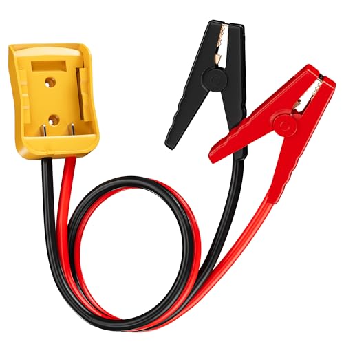 RVBOATPAT Jumper Cables Clamps Compatible with D.ewalt 20V Battery Jump Starter, 2FT 8AWG Silicone Wire Car Battery Jumper Cable with Adapter, Automotive Booster Cable for Lawn Mower Tools