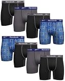 Reebok Men's Underwear - Performance Boxer Briefs (8 Pack), Size Large, Black/Grey/Blue Print