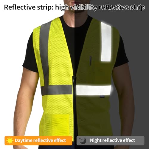 Image of AYKRM 2 Pocket Mesh High Visibility Reflective Safety Vest for men & Women ANSI /ISEA 107 Standards