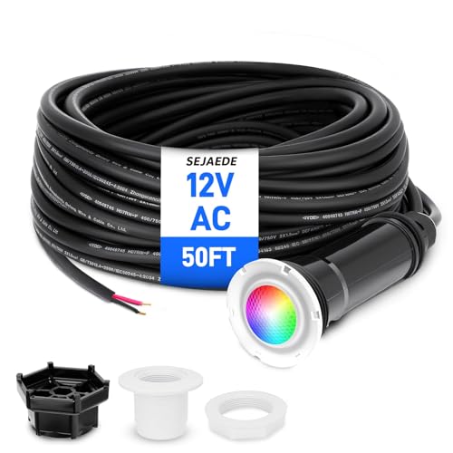 Sejaede 1.5 Inch LED Pool Light for Inground Pool Compatible with Pentair GloBrite 12V AC RGB Color Changing Swimming Pool Lights Replacement 50 Foot Cord Super Bright IP68 Waterproof