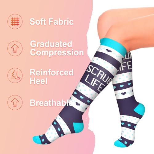Image of Iseasoo 4 Pairs Compression Socks for Women Circulation-Best Support for Nurses,Running,Athletic,Travel