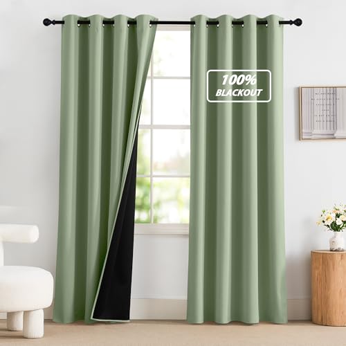 NICETOWN rideaux occultants olive 84 po pour chambre