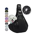 NATUYA Pet Dog Sling Carrier - Dog Sling with Net Bag for Carrier Dogs Cats-Hands Free Pet Bag-Buckle net Pocket pet Bag (Black)