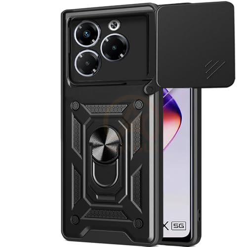 Image of Armor Bumper Back Cover Case for Infinix Note 40X 5G Rotating Camera Cover, Ring Holder & Kickstand | Heavy Duty & 360 Degree Protection Infinix Note 40X 5G Back Cover (Black)