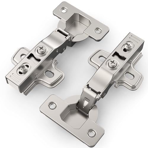 Chibery 50 Pack Full Overlay Soft Close Concealed Frameless Cabinet Hinges, Satin Nickel, 105°, Stop at Will 45-105 Degree, Self Closing, 3D Adjustment, Clip On, Stainless Steel for Cupboard Kitchen