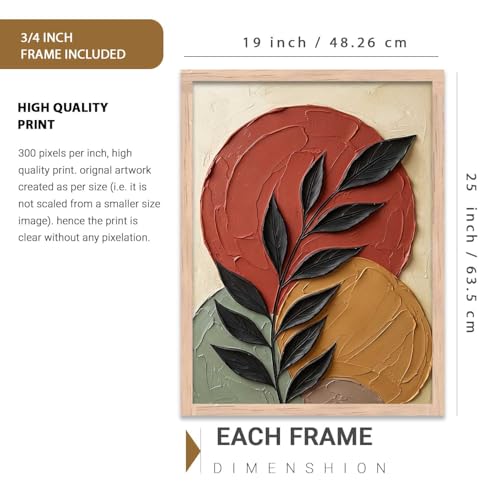 Image of kotart Aesthetic Botanical Art Home Decoration Painting | Floral Paintings With Frame For Living Room Bed Room Hotel Wall Decor Digital Reprint (19x25 inch)