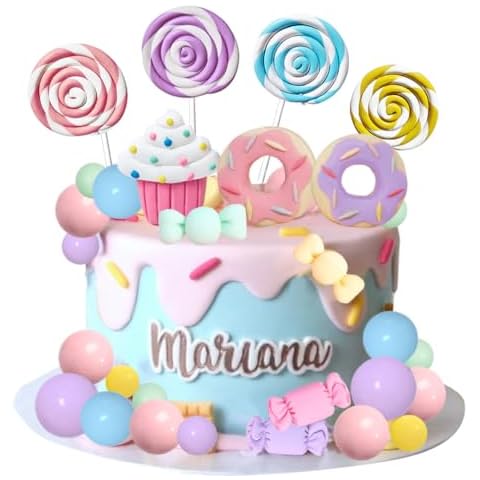 Candy Cake Topper Candyland Cake Topper with Lollipop Donut Ice Cream for Sweet Theme Cake Cover
