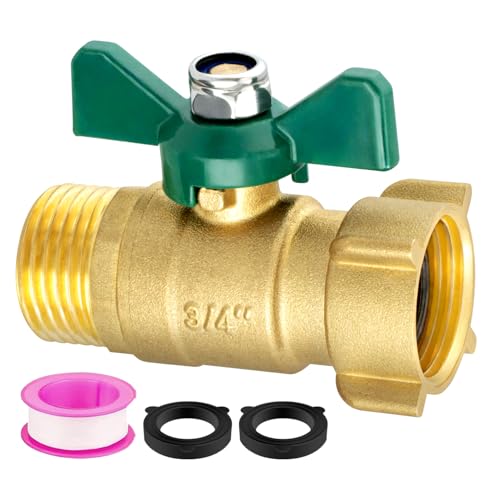 Kruuvax Garden Hose Shut Off Valve, 3/4'' GHT Heavy Duty Water Hose Shut Turn Off Valve, Full Flow Water Shut-Off Connector, Hose Ball Valve Adapter Coupling with 360 Degree Rotatable Swivel Joint