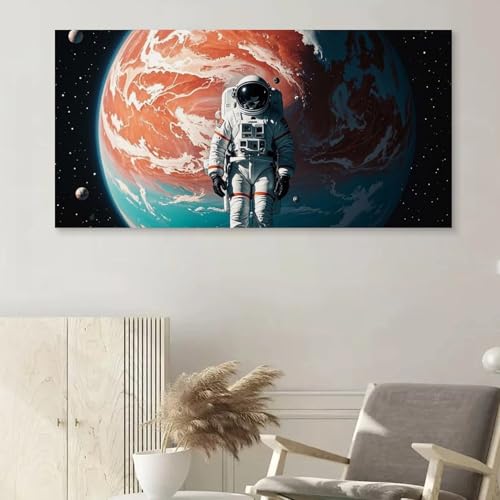 Toile astronaute solitaire haut de gamme, tableau salon 50,8x101,6 cm