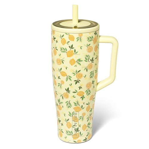 BrüMate Era 40 oz Tumbler with Handle and Straw | 100% Leakproof Insulated Water Bottle Tumbler with Lid and Straw | Made of Stainless Steel | Cup Holder Friendly | 40oz (Limoncello)