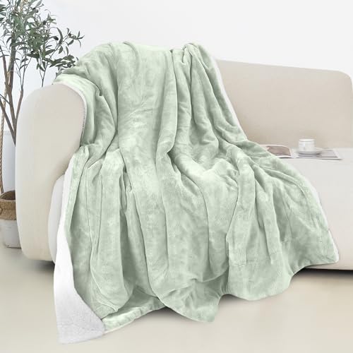 Elegant Comfort Reversible and Ultra-Plush Flannel Fleece Sherpa Throw- Lightweight