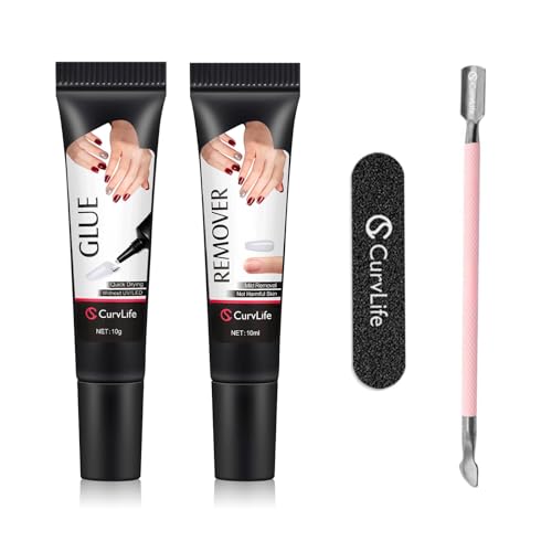 Curvlife Soft Quick Drying 10g Semi Solid Nail Glue with 10ml Rem...