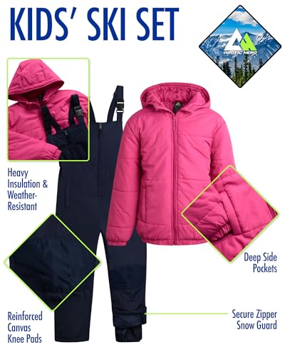 kids39 ski set  2 piece unisex boys39 and girls39 insulated waterproof snow bib with hooded jacket 4-18