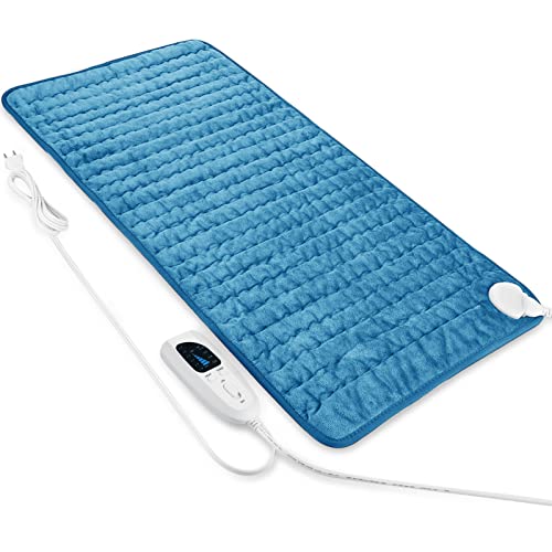 Image of Heating Pad-Electric Heating Pads-Hot Heated Pad for Back Pain Muscle Pain Relieve-Dry & Moist Heat Option-Auto Shut Off Function(Blue, 33''×17'')