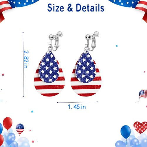 Aretes clip on bandera americana para mujer miniatura 6