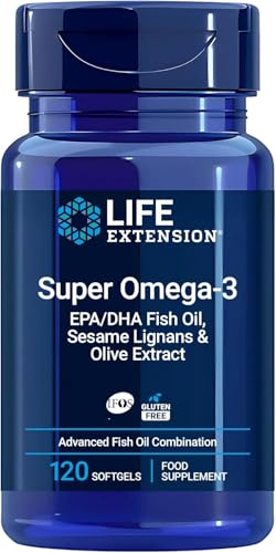 Life Extension - Super Omega-3 Plus EPA/DHA 120 Capsule - Lignani di Sesamo, Estratto di Oliva - Omega-3 ad Alto Dosaggio per la Salute di Cuore e Cervello