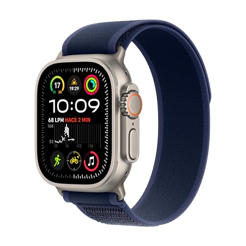 Apple Watch Ultra 2 [GPS + Celular, 49 mm] Caja de Titanio Natural con Correa Trail Loop Azul, M/L (Reacondicionado)