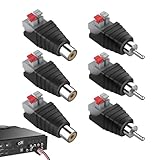 TASSFROO 6 Pièces RCA vers Haut Parleur Adaptateur, Type DC Alimentation Connecteur Adaptateur Mâle Fiche & Femelle Prise Kit Adaptateur Connecteur RCA Prise Presse pour Audio Et Vidéo Subwoofer CCTV