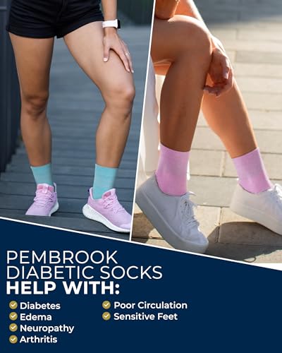 Image of Pembrook Bamboo Viscose Diabetic Socks for Women & Men - 6 Pairs | Breathable Wide Non Binding Plus Size Socks | Loose Fit
