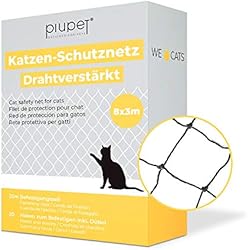 PiuPet® Red para Gatos Reforzada I 8x3m I Negro I para balcón, terraza y Ventana I Incluye Set de fijación